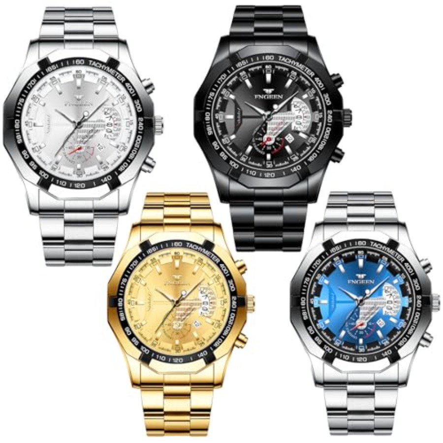 Smartwatch Face - 4 Pack Men's Stainless Steel Watches