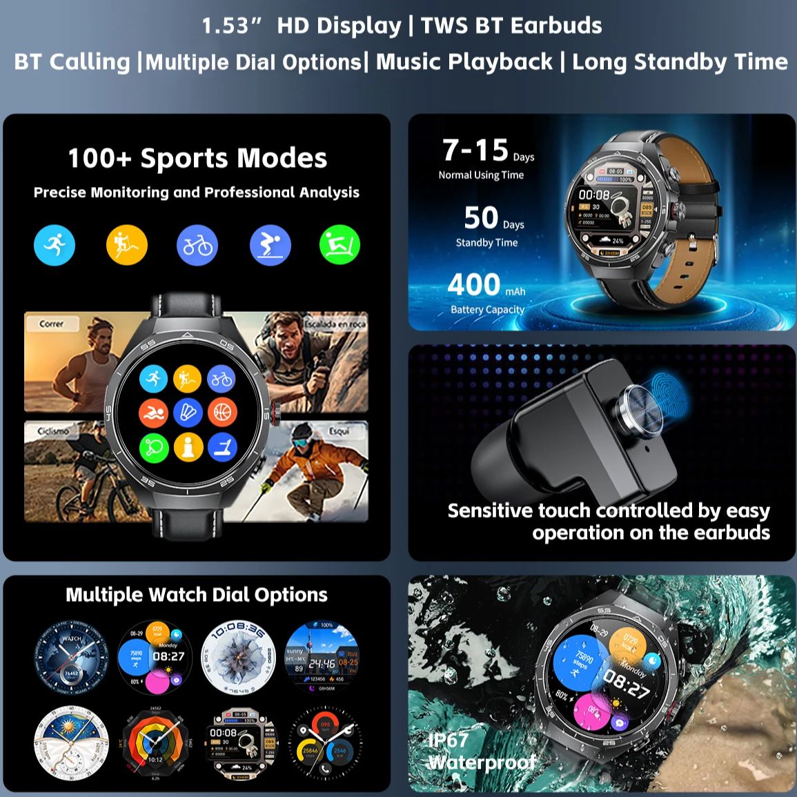 NFC Headset Smart Watch 2 in 1 – обзор и цена Smartwatch Headset