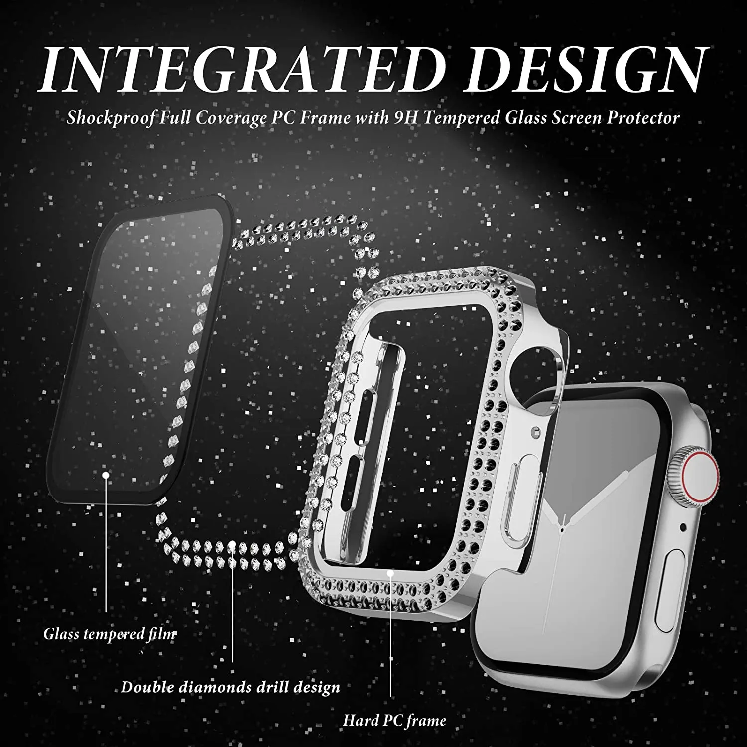 Glass+Diamond Cover For Apple  – обзор и цена Smartwatch Band Accessories