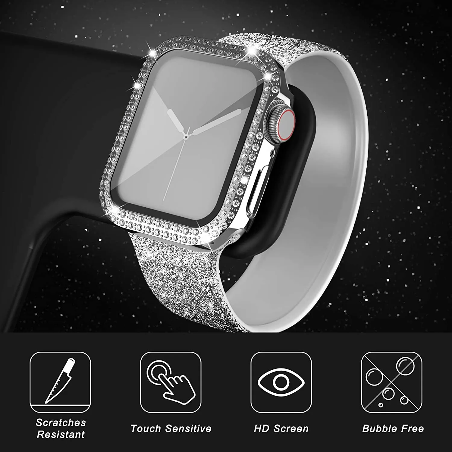 Glass+Diamond Cover For Apple  – обзор и цена Smartwatch Band Accessories