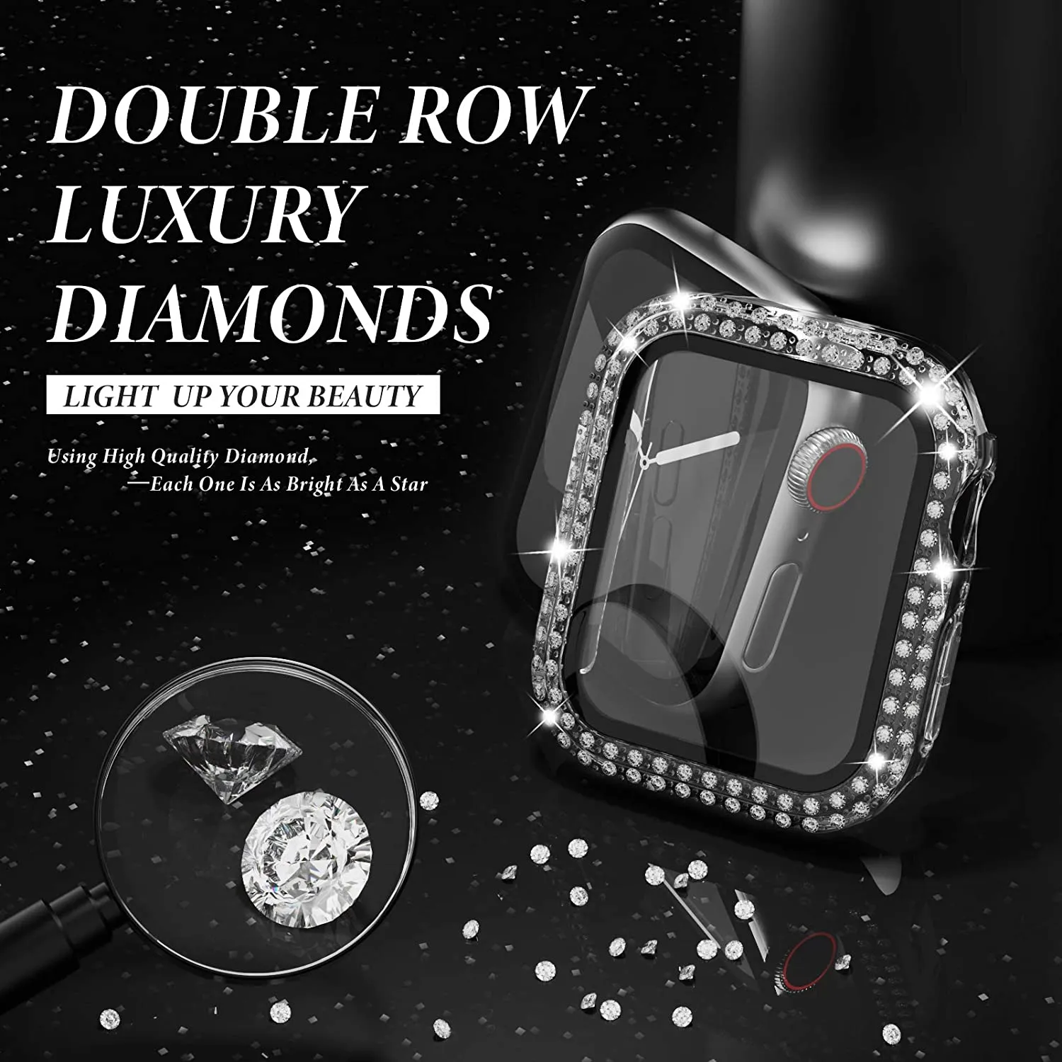 Glass+Diamond Cover For Apple  – обзор и цена Smartwatch Band Accessories
