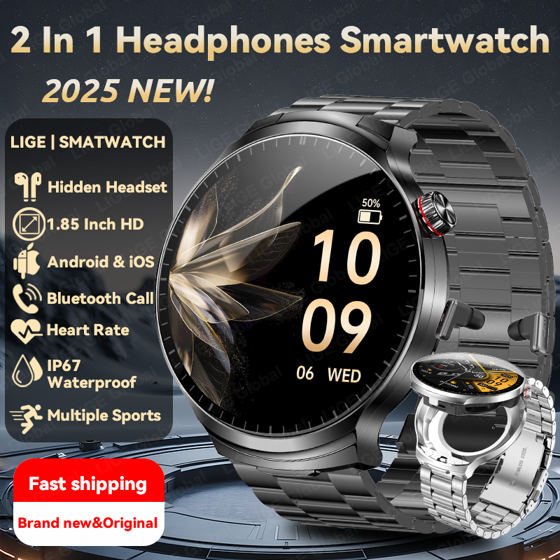 LIGE TWS 2 In 1 Headset Smart  – обзор и цена Smartwatch Headset