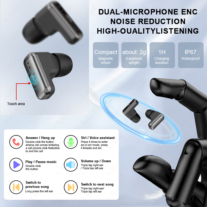 LIGE TWS 2 In 1 Headset Smart  – обзор и цена Smartwatch Headset