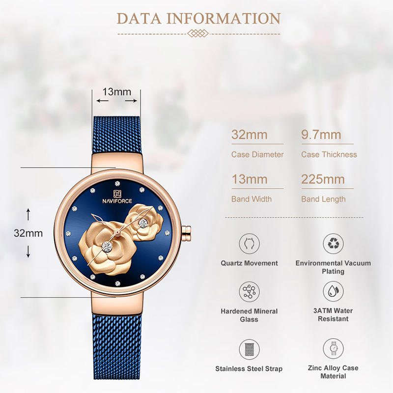 NAVIFORCE Luxury Women's Watch – обзор и цена Stainless Mesh Band